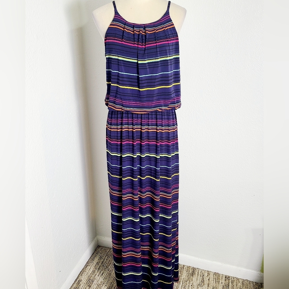 Maurices Striped Multicolor Sleeveless Maxi-dress with Spaghetti Straps Sz Large